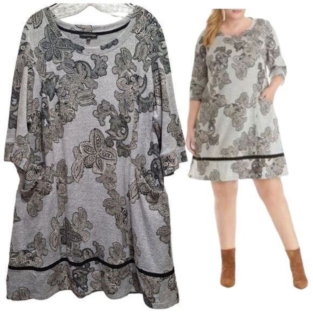 Chris McLaughlin Plus Size Puff Paisley 3/4 Sleeve Dress Size 20W